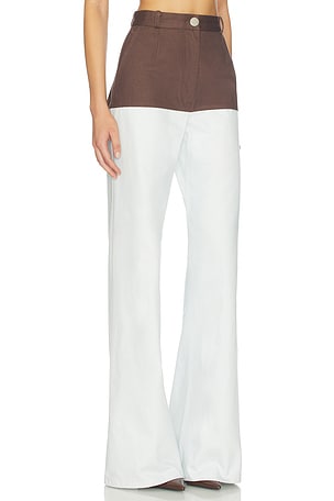 MATTHEW BRUCH High-waist Combo Jeans in Brown,Blue