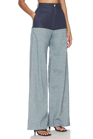 MATTHEW BRUCH High-waist Combo Jeans in Blue. Size 0. Also