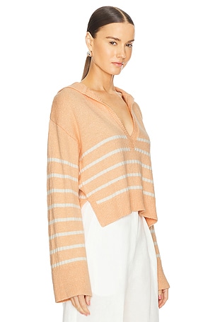 MATTHEW BRUCH Striped Sailor Knit Pullover in Peach