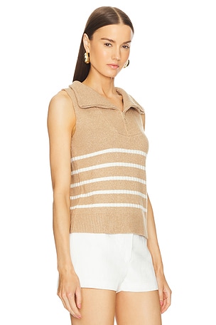 MATTHEW BRUCH Striped Sailor Knit Vest in Tan