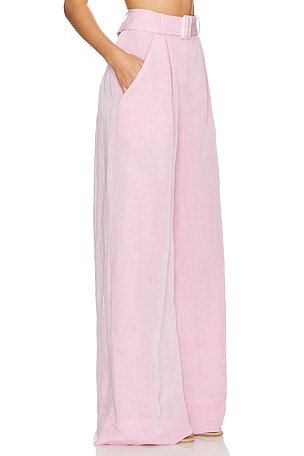 MATTHEW BRUCH Wide Leg Pleated Pant in Pink