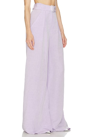 MATTHEW BRUCH Wide Leg Pleated Pant in Lavender