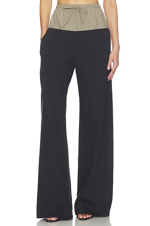 MATTHEW BRUCH Drawstring Combo Pant in Black