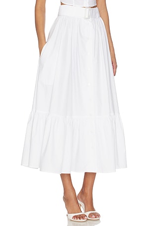 MATTHEW BRUCH Button Down Midi Skirt in White