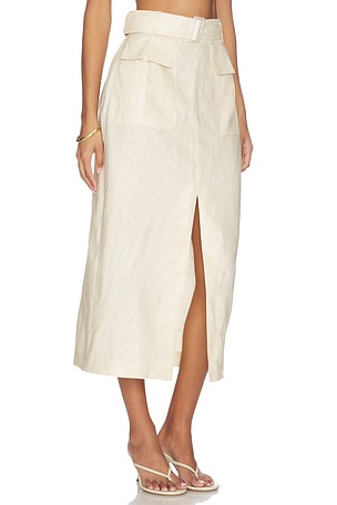 MATTHEW BRUCH Cargo Midi Skirt in Cream