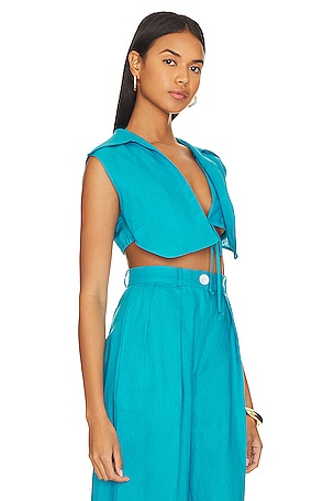 MATTHEW BRUCH Vest With Triangle Top in Teal