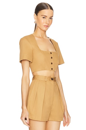 MATTHEW BRUCH Apron Crop Top in Brown