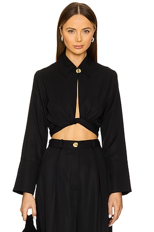 Collared Long Sleeve Wrap Top MATTHEW BRUCH