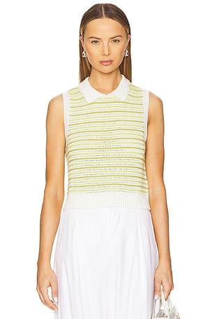 Striped Mesh Collared Tank MATTHEW BRUCH