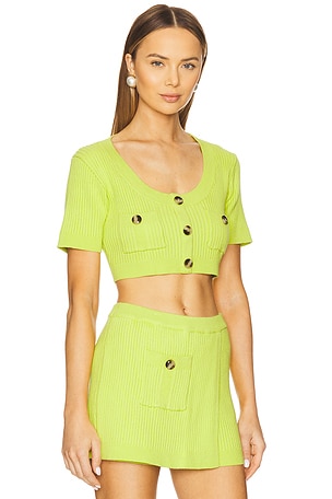 MATTHEW BRUCH Knit Apron Crop Top in Green