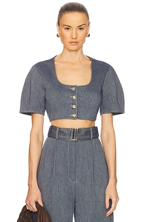 Apron Puff Sleeve Crop Top MATTHEW BRUCH