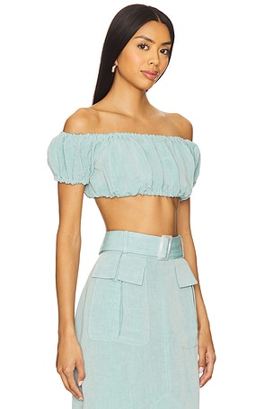 MATTHEW BRUCH Bubble Crop Top in Baby Blue