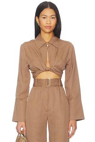 Collared Long Sleeve Wrap Top MATTHEW BRUCH