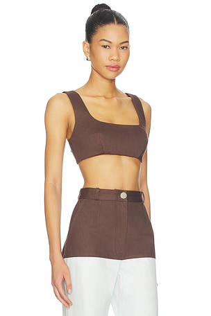 MATTHEW BRUCH Tie Back Crop Top in Chocolate
