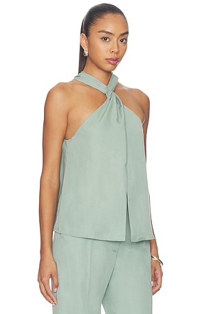 MATTHEW BRUCH Twist Halter Top in Teal