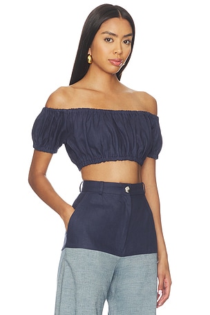 MATTHEW BRUCH Bubble Crop Top in Navy