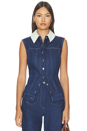 Collared Button Down Vest Top MATTHEW BRUCH