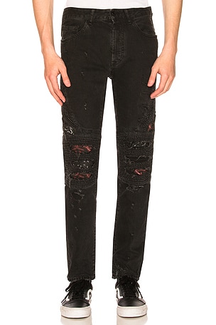 Marcelo Burlon Black Snake Biker Jeans in Black | REVOLVE