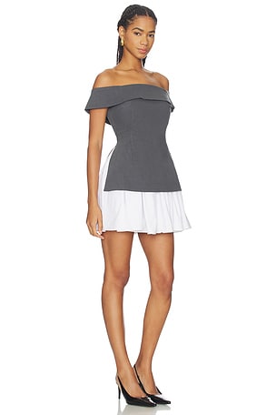 Maude Club x REVOLVE Grace Twill Dress in Charcoal. Size XS. Also