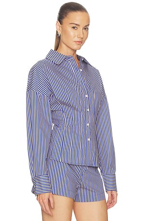 Maude Club Hadley Shirt in Blue. Size L. Also