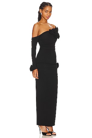 MISCREANTS Gathered Charlotte Dress in Black
