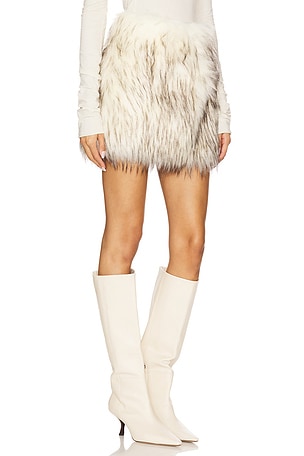 MISCREANTS Harper Faux Fur Skirt in White