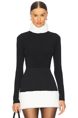 Roll Neck Top With Faux Fur Trim MISCREANTS