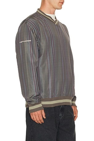 Metalwood Studio Lined V Neck Pullover in Grey