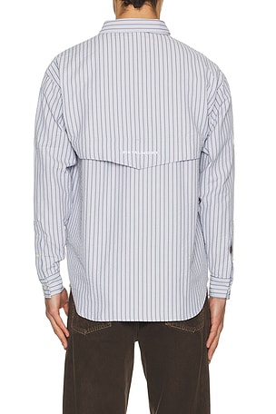 Metalwood Studio Seersucker Fishing Shirt in Blue