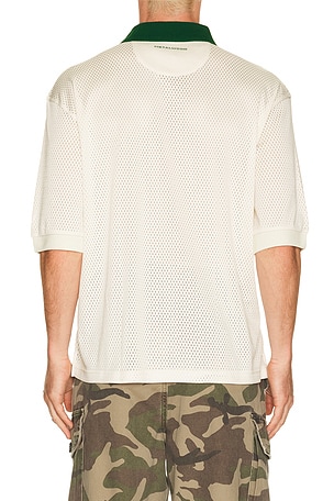 Metalwood Studio Quarter Zip Jersey Polo in Cream