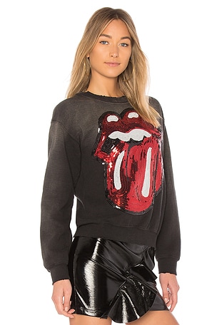 Madeworn Rolling Stones Sequins Sweatshirt in Grey