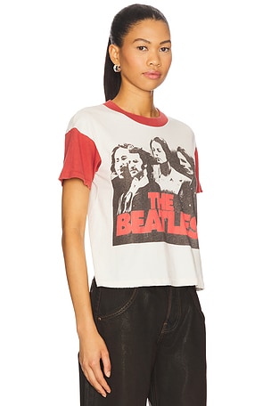 Madeworn The Beatles Crop Tee in Ivory,Red