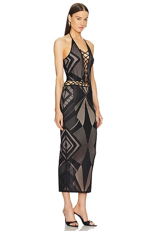 Michael Costello Eliana Midi Dress in Black