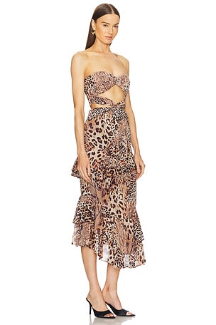 Michael Costello x REVOLVE Natalia Midi Dress in Brown