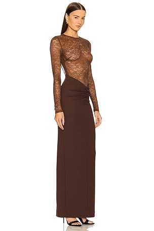 Michael Costello x REVOLVE Zaria Gown in Chocolate