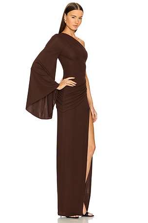 Michael Costello x REVOLVE Jacira Gown in Chocolate