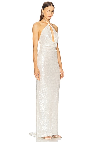 Michael Costello x REVOLVE Lucie Gown in Metallic Neutral