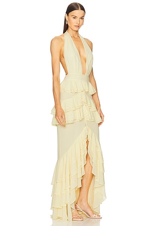 Michael Costello x REVOLVE Clara Bow Gown in Lemon. Size XS. Also