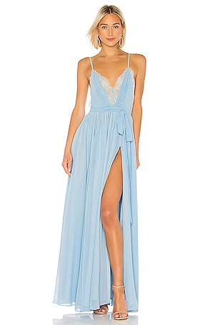bead embroidered dress Floral Embroidery Bead Chiffon A-line Long Dress Waist Band GLGL3434 main image 0