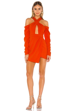 Michael Costello x REVOLVE Libby Mini Dress in Red Orange | REVOLVE