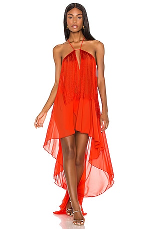 revolve generosity dress Michael Costello x in Red Orange Generosity Dress In Seafoam by