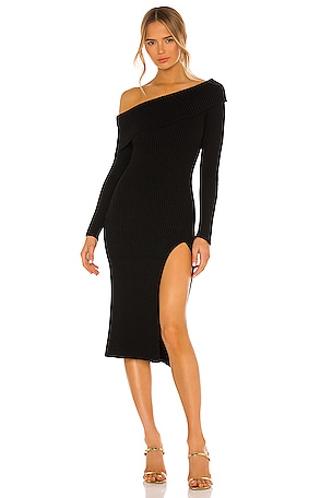 sofie midi dress bec and bridge Sofia Trim Jersey Midi Dress-Black