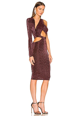 Michael Costello x REVOLVE Paulette Midi Dress in Burgundy