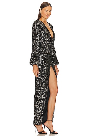 Michael Costello x REVOLVE Oberon Gown in Black