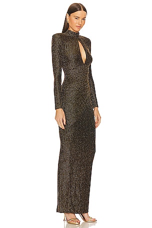 Michael Costello x REVOLVE Winnie Gown in Black,Metallic Gold