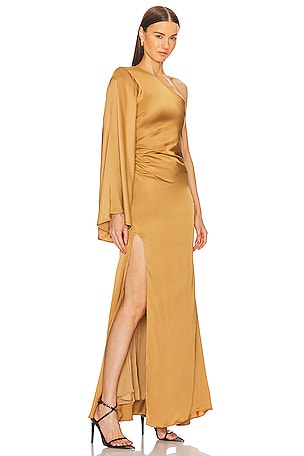 Michael Costello x REVOLVE Mae Gown in Metallic Gold