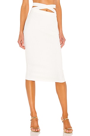 Michael Costello x REVOLVE Emmaline Bandage Midi Skirt in White REVOLVE