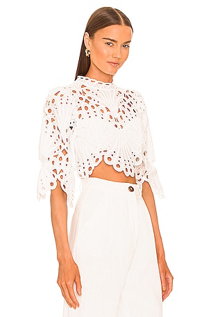 Michael Costello x REVOLVE Jovani Crop Top in White