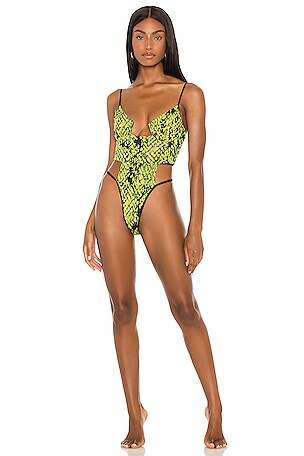 Michael Costello x REVOLVE Granger One Piece in Green Glow Snake REVOLVE