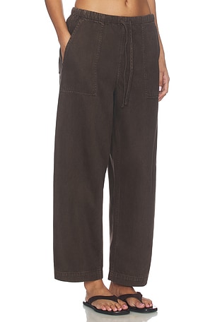 Madewell Pull On Barrel Leg Utility Pants in Airy Denim in Brown